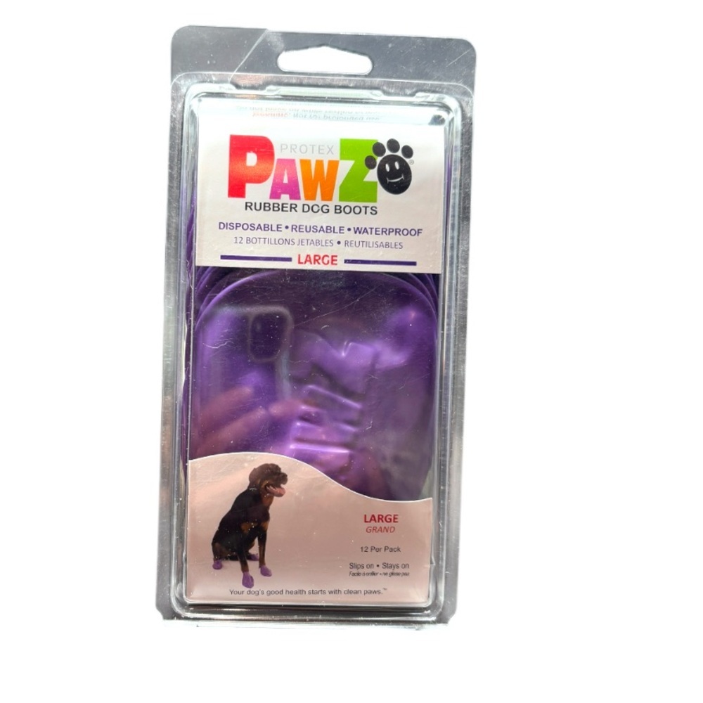 PAWZ Purple Rubber Dog Boots 12pk Size Large New in Package But Is Opened